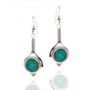 Dangling Sterling Silver & Eilat Stone Earrings by Rafael Jewelry Designer Israeli Earrings