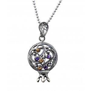 Pomegranate Filigree Pendant in Sterling Silver with Gems by Rafael Jewelry Default Category