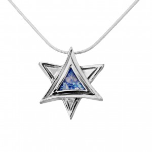 Star of David Pendant in Sterling Silver with Roman Glass by Rafael Jewelry Star of David Collection