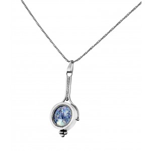 Round Pendant in Sterling Silver & Roman Glass by Rafael Jewelry Jewish Jewelry