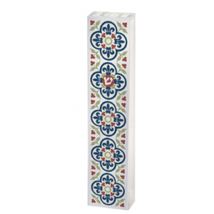 Blue Patterned Mezuzah with Flower Decoration Jewish Home