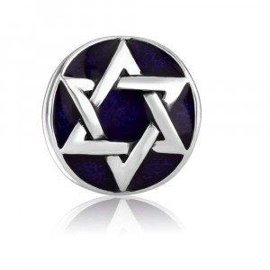 925 Sterling Silver Star of David With a Blue Enamel Charm
 Sterling Silver Judaica