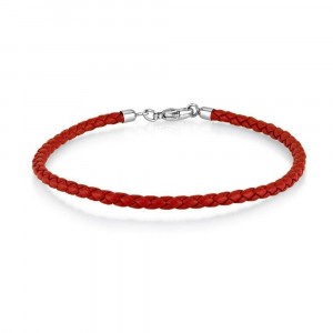 Red Leather Charm Bracelet in 17.5 cm Length
 Jewish Bracelets