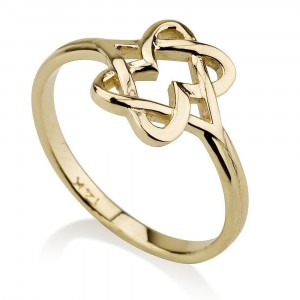 14K Yellow Gold Hearts and Star of David Ring by Ben Jewelry
 Jewish Jewelry