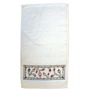 Yair Emanuel Ritual Hand Washing Towel with Embroidered Pomegranates Washing Cups