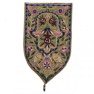 Yair Emanuel Gold Hamsa Shield Tapestry Wall Décor Default Category