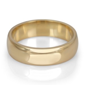 14K Gold Jerusalem-Made Traditional Jewish Wedding Ring With Comfort Edge (6 mm) Jewish Occasions