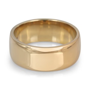 14K Gold Jerusalem-Made Traditional Jewish Wedding Ring With Comfort Edge (8 mm) Hebrew Wedding Rings