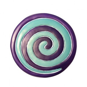 Yair Emanuel Anodized Aluminium Two Piece Trivet Set with Purple and Blue Swirl Tableware