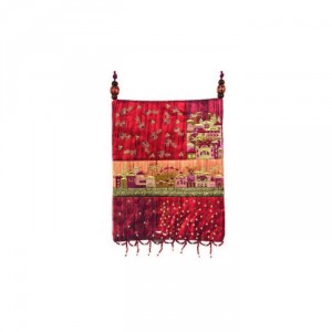 Yair Emanuel Red Patches Embroidered Bag with Jerusalem Apparel