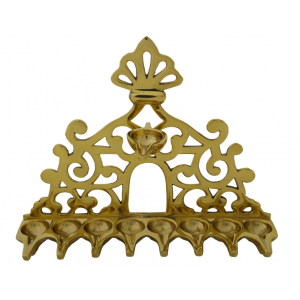 Brass Hanukkah Menorah with 16th Century Italian Design Hanukkah Menorahs