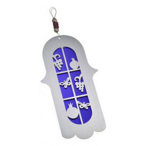 Purple and Silver Butterfly Hamsa by Adi Sidler Jewish Home
