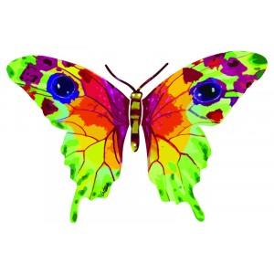 David Gerstein Metal Vered Butterfly Sculpture with Bright Colors Jewish Home