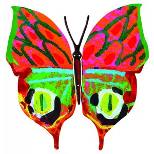David Gerstein Merav Butterfly Sculpture with Red and Green Sections Artists & Brands