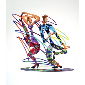 David Gerstein Rockers Sculpture in Steel with Dancing Couple Israeli Art