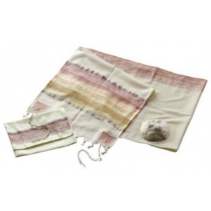 Woolen Women’s Tallit with Desert Colored Stripes by Galilee Silks Traditional Judaica