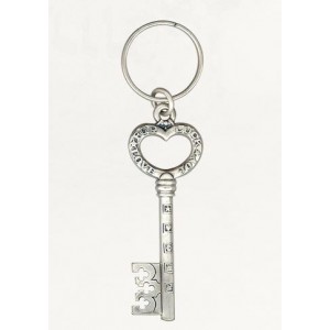 Silver Skeleton Key Keychain with English Text and Good Luck Symbols Key Chains