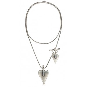 Silver Necklace with Heart Pendant and Toggle Clasp Default Category
