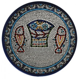 Armenian Ceramic Plate with Mosaic Fish & Bread Armenian Ceramics