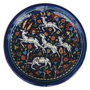 Armenian Ceramic Bowl with Sprinting Gazelles & Flowers Bowls