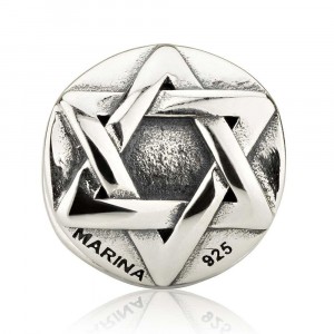 Star of David Charm with Round Frame in Sterling Silver Israeli Independence Day