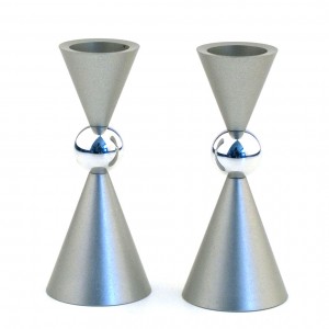 Small Shabbat Candlesticks with Ball Shaped Centre Agayof