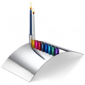 Modular Menorah in Stainless Steel & Colorful Anodized Aluminum by Laura Cowan Menorahs & Hanukkah Candles