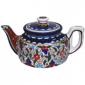 Teapot with Anemones Flower Motif Jewish Home Decor