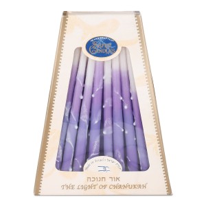 Purple and White Wax Hanukkah Candles from Safed Candles Hanukkah Candles
