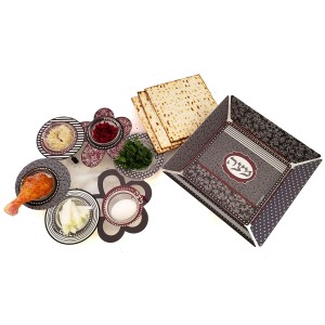 Seder Night Set – Seder Plate With Floral Design and Matzah Tray by Dorit Judaica Matzah Plates