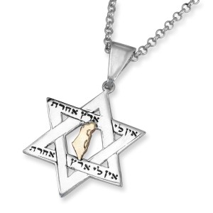 No Other Land Star of David Necklace Made From Sterling Silver and Gold Israeli Independence Day
