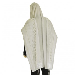 White and Silver Acrylic Tallit Traditional Tallit