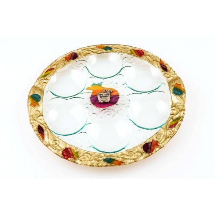 Rosh Hashanah Seder Plate with Pomegranates in Glass