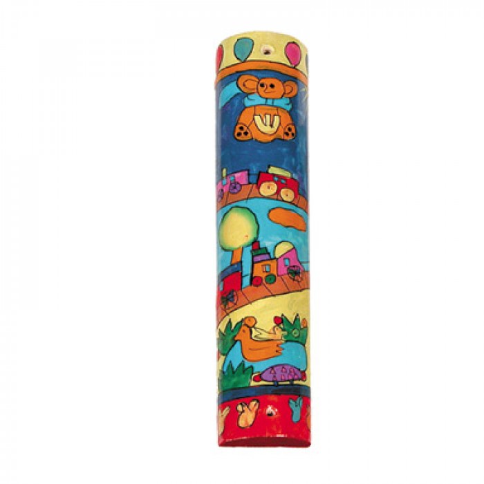 Yair Emanuel Small Wooden Mezuzah With Toys