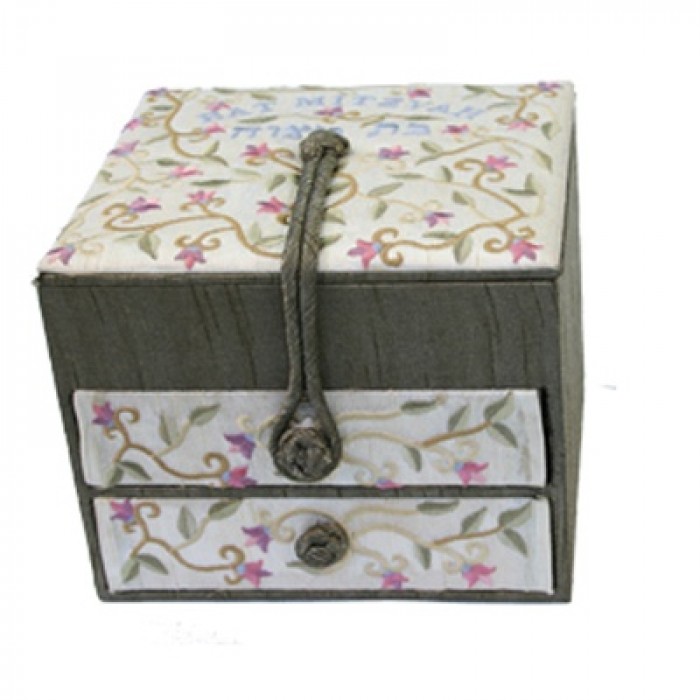 Yair Emanuel Embroidered Jewellery Box With Flowers