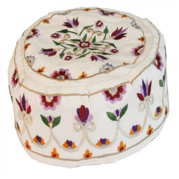 Yair Emanuel Hand Embroidered Hat – Flowers and Pomegranates