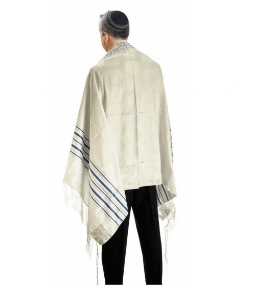 Zion Prima AA Silk Tallit with Stripes and Crowns