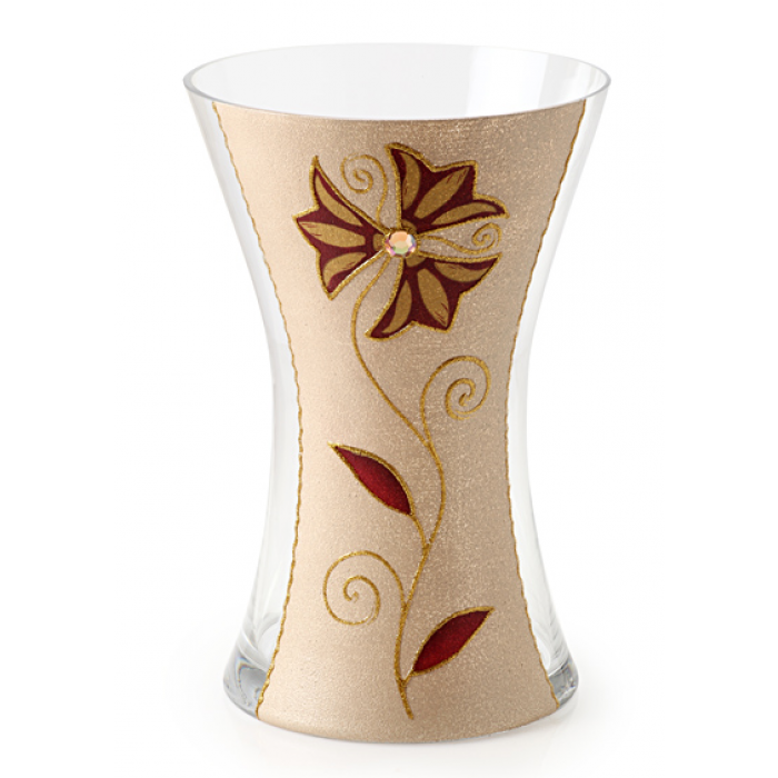Glass Vase with Single Neutral Coloured Flower