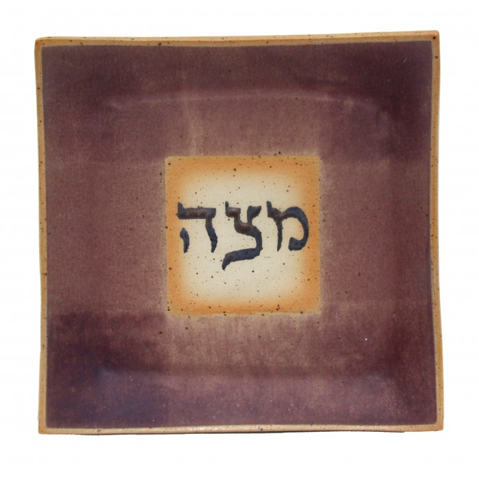 Handmade Matzah Tray - Crimson Red Ceramic