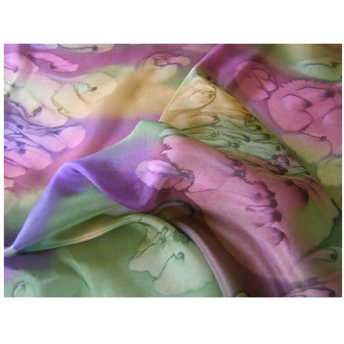 Brown, Green & Purple Silk ‘Tichel’ Headscarf by Galilee Silks