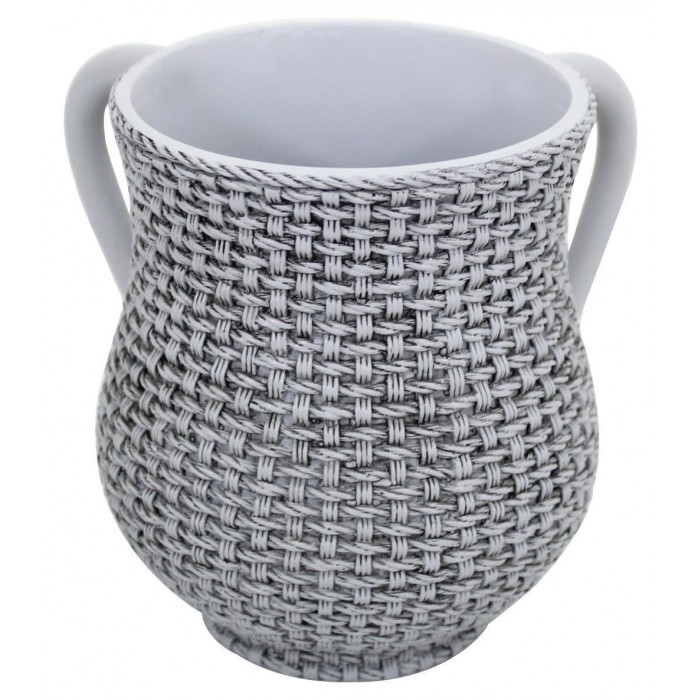 Washing Cup with Textured Crisscross Design in Polyresin