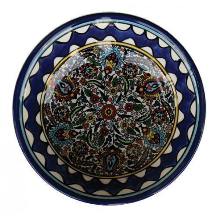 Armenian Ceramic Humus Dip Plate with Armenian Tulip Ornamental Flower