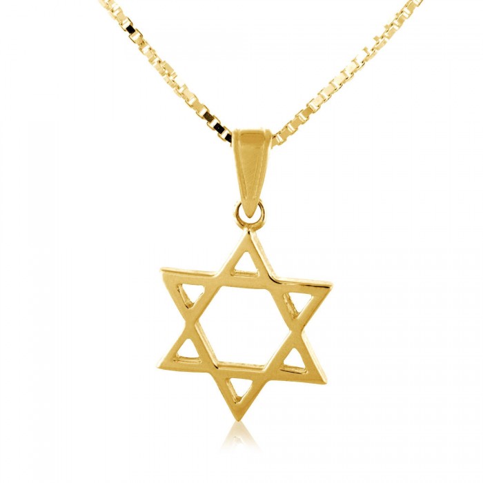 14k Yellow Gold Pendant with Star of David in Simple Design