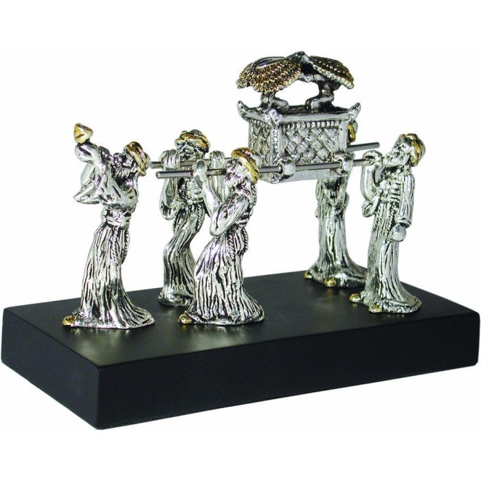 Silver Small Figurine of Men Carrying Ark with Shofar