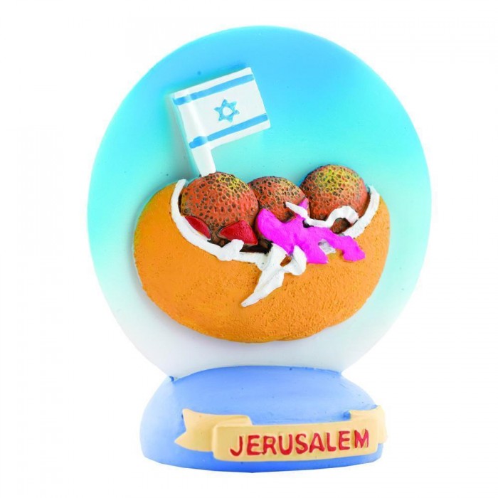 Ceramic Magnet with Falafel and Israeli Flag