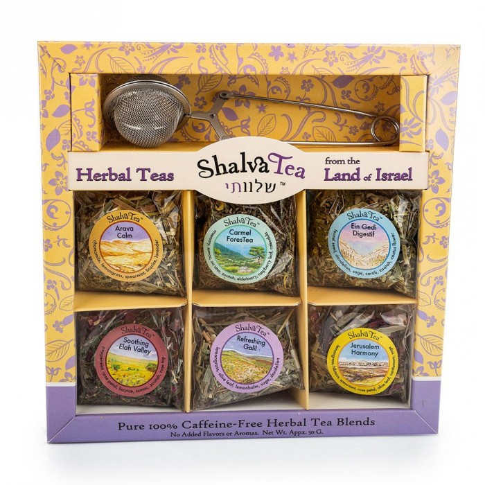 Shalva Tea Sampler Gift Box – 6 Individual Assorted Herbal Teas from Israel