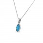 Hamsa Necklace in Sterling Silver and Opal