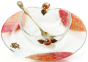 Glass Rosh Hashanah Honey Dish with Red Floral Pattern