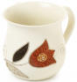 Metal Washing Cup with Red Flower