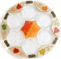 Glass Seder Plate with Flowers, Star of David and Green Meal Plaques